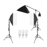 Lighting Studio Equipment: Fluorescent Three-Point Lighting Kit with Boom Arm