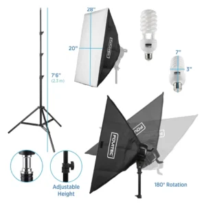 2 - Lighting Studio Equipment_ Fluorescent Three-Point Lighting Kit with Boom Arm - Camera Guide PK