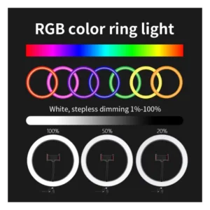 Savage Rainbow RGB Ring Light (17.5″) | Dimmable, Battery-Powered LED