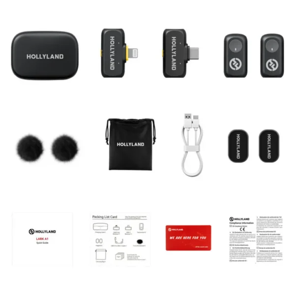 Hollyland LARK A1 Combo 2-Person Wireless Microphone System with USB-C and Lightning Connectors